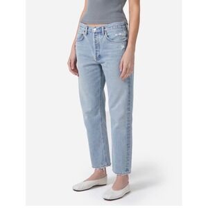 AGOLDE Parker Distressed Straight Leg Jeans Light Wash Raw Hem (~Size 28)